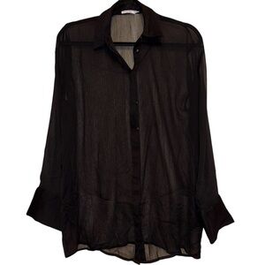 Na-kd Romee Strijd Sheer Long Sleeve Button up Blouse NWOT
